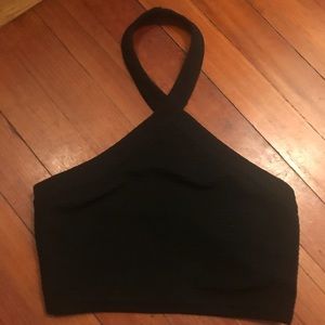Black halter neck crop top